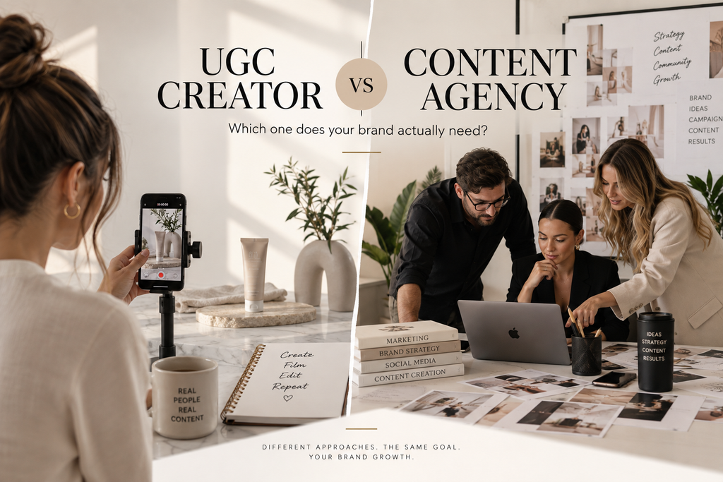 UGC creator and content agency comparison for brands deciding how to produce social media content in Dubai.